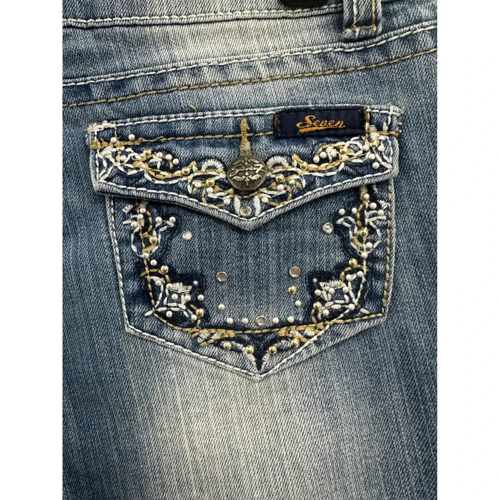Seven Jeans Embellished Pocket‎ Bootcut Jeans Blue Wash Size 16